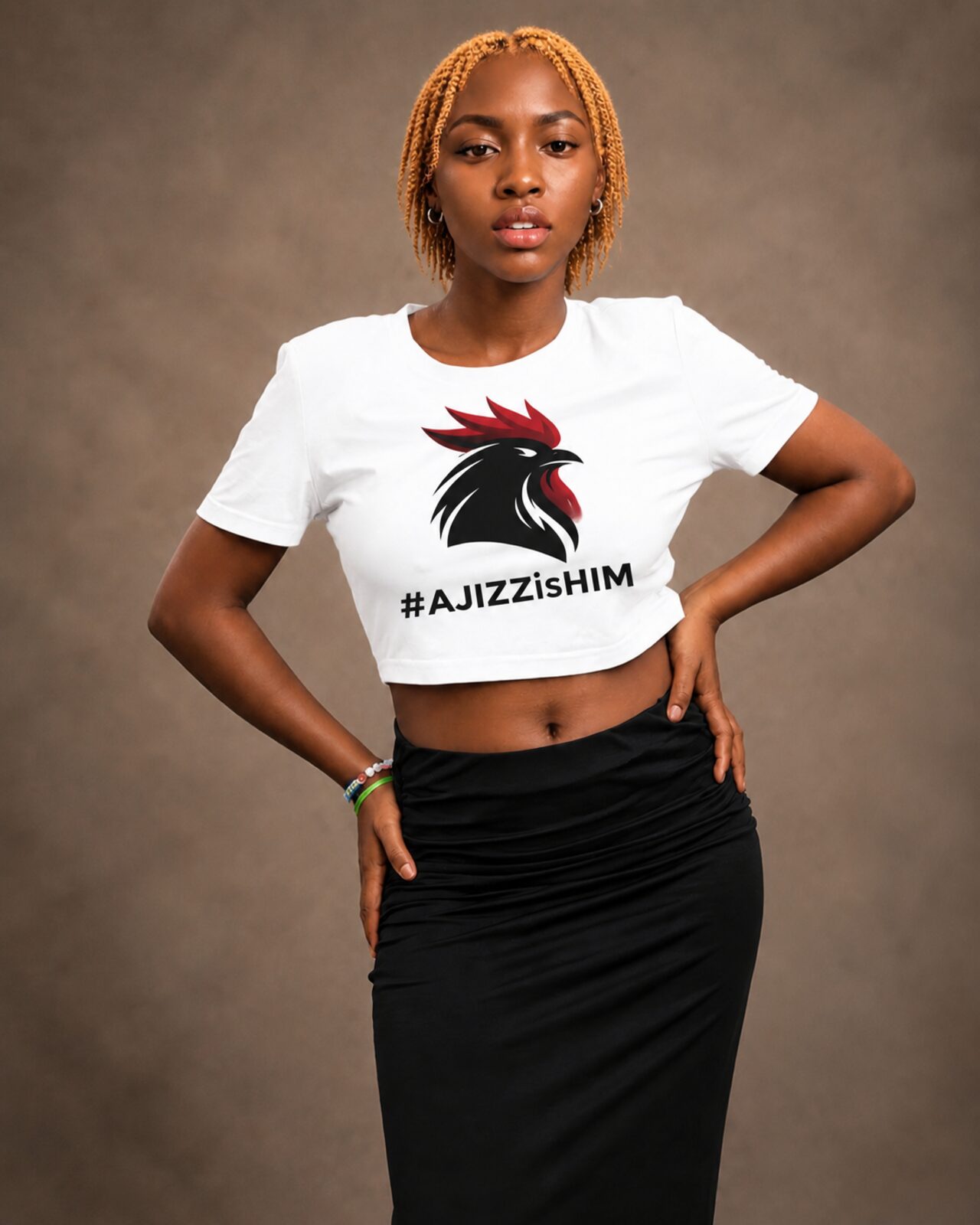 Rooster Crop Tee — White